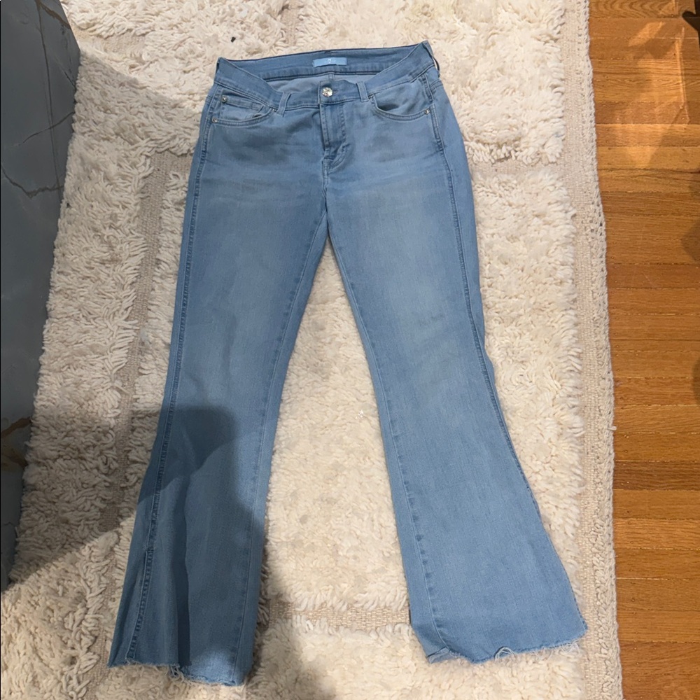 7 for all mankind women’s light blue low waist flare jeans - super soft/light